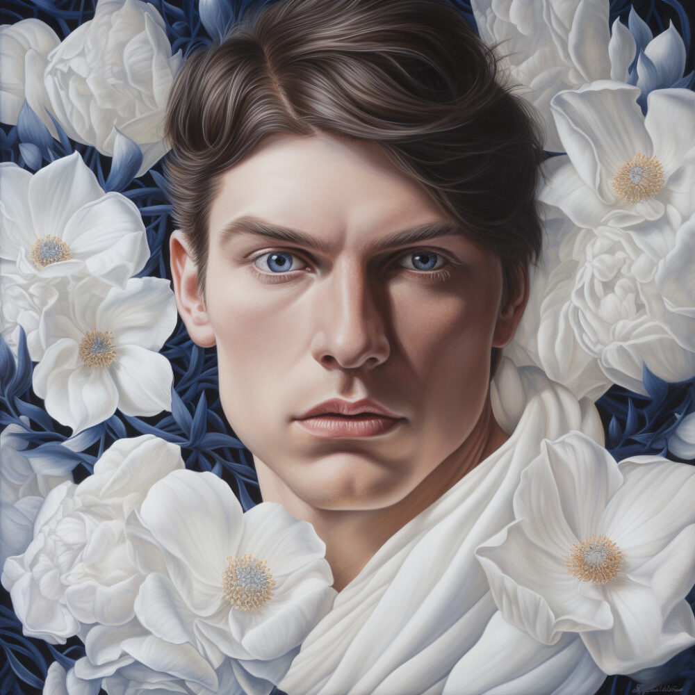 Midjourney prompt: Blue eyes man